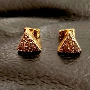 New 8mm Triangle Agate Druzy Geode Gold Stud Earrings
